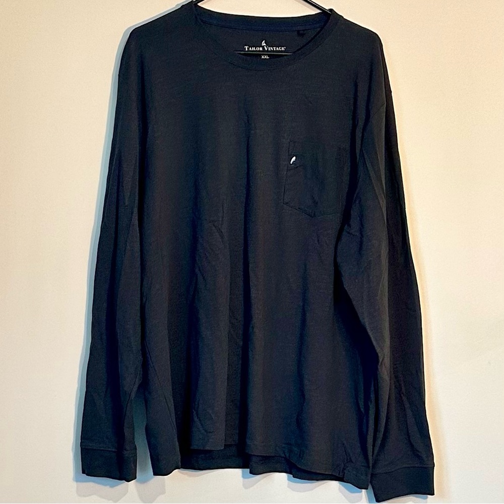 Tailor Vintage Men's Black Long Sleeve Pocket Shirt - Size: XXL
